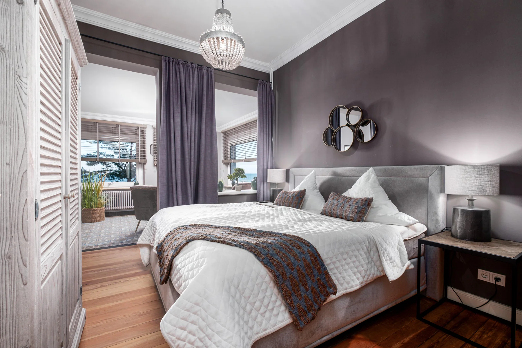 Zweites Schlafzimmer der Mayflower mit Zugang zur Veranda
